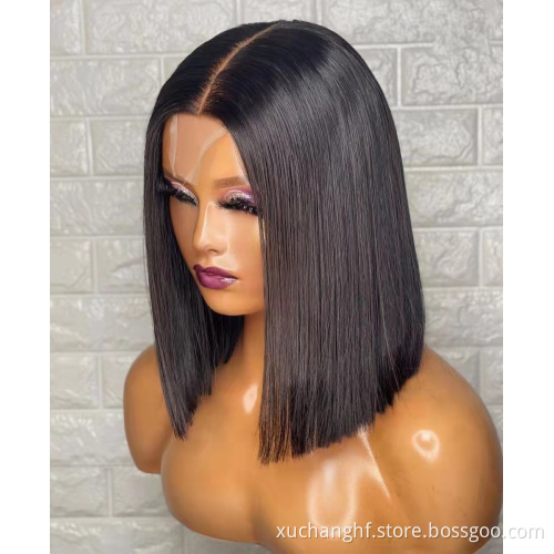 2X6 4X4 human hair bob closure wigs wholesale brazilian straight lace closure wigs